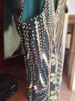 Disfraz Cabaret Negro y Dorado Talla L, accesorios