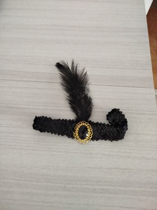 Disfraz Cabaret Negro y Dorado Talla L, accesorios