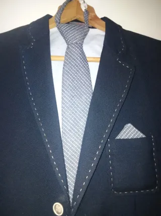 Traje Niño Negro/Gris Boda/Comunión Talla XS