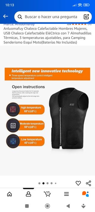 Chaleco Calefactor Eléctrico USB
