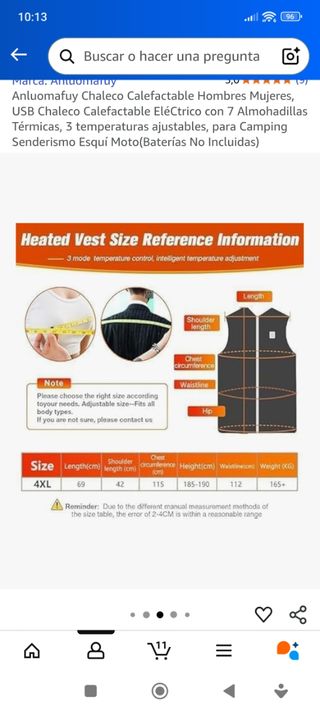 Chaleco Calefactor Eléctrico USB