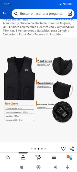 Chaleco Calefactor Eléctrico USB