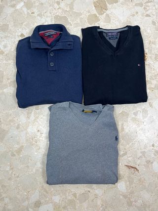 Lote 3 jerseys hombre Tommy Hilfiger y Polo Ralph