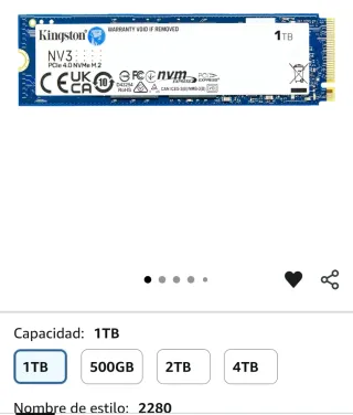Kingston NV3 NVMe PCIe 4.0 SSD 1TB M.2