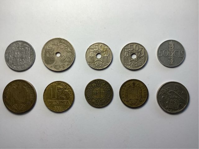 Conjunto 10 monedas antigua españolas diferentes B