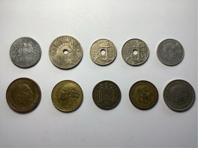 Conjunto 10 monedas antigua españolas diferentes B