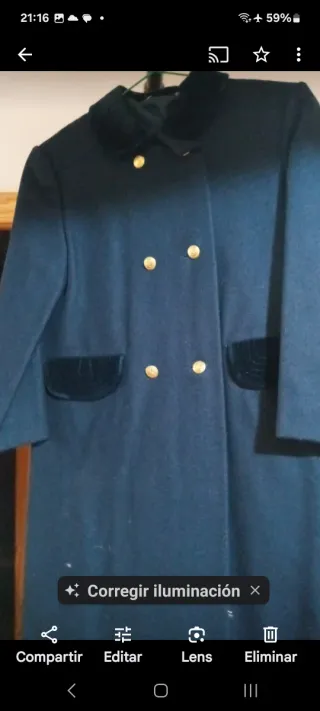 Elegante Abrigo de paño azul marino para niña 