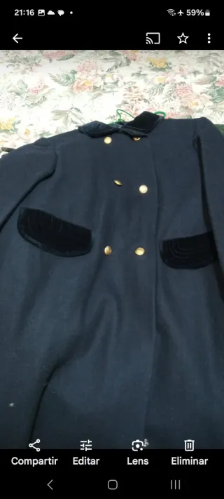 Elegante Abrigo de paño azul marino para niña 