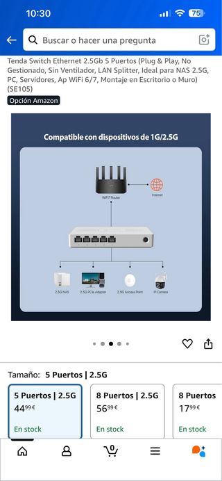 Switch Ethernet Tenda 2.5Gb 5 Puertos