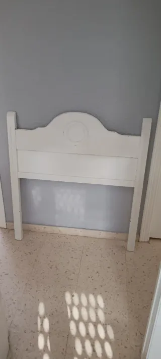 Cabecero cama 90cm madera pino pintado blanco