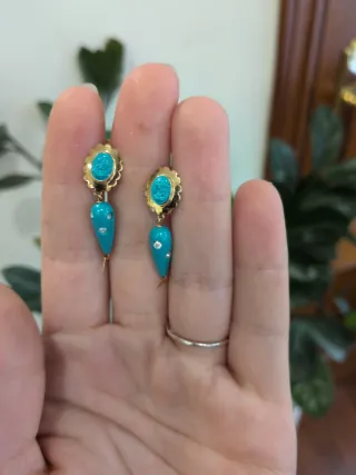 Pendientes Oro Pescaítos Turquesa