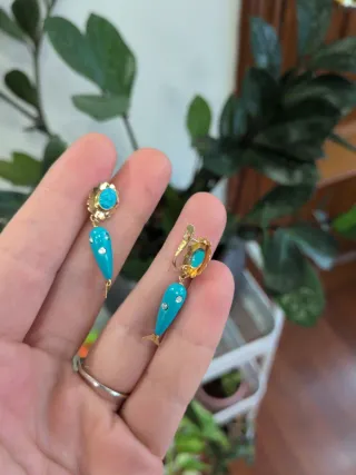 Pendientes Oro Pescaítos Turquesa