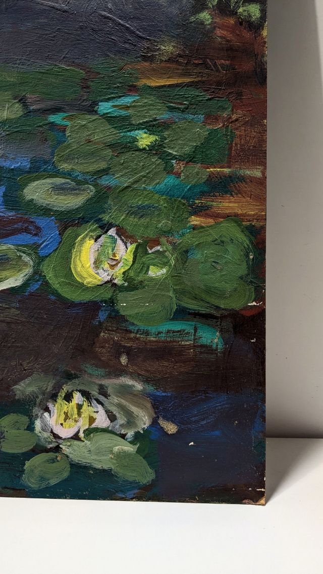 Llopis Beltrá óleo firmado paisaje nenúfares