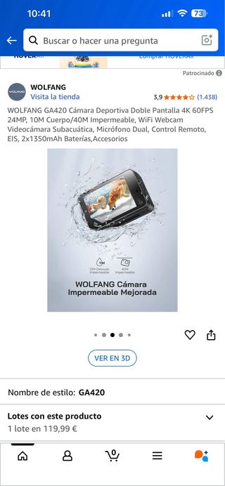 Cámara Deportiva WOLFANG GA420 4K 60fps