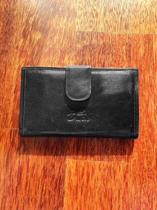 Cartera Piel Duck Negra Vintage Unisex Cuero