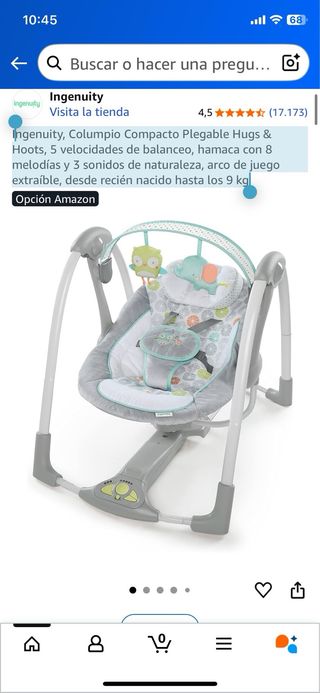 Columpio Ingenuity Hugs & Hoots Plegable