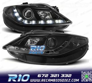 FAROS PARA SEAT IBIZA 6J 08-12 LUZ DIURNA LED FONDO NEGRO