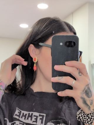 Pendientes Oro 18k Camafeos Corales Lágrima
