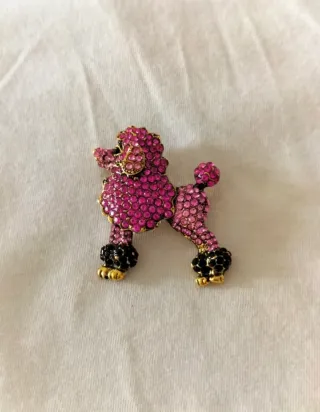 Prendedor Caniche Rosa con Brillantes