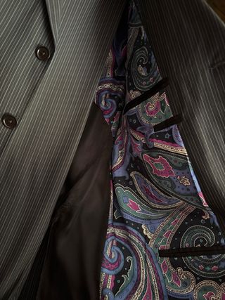 Traje Etro Raya Azul y Gris