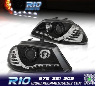 FAROS SEAT IBIZA 6L 02-08 LUZ DIURNA Y INTERMITENTE LED FOND