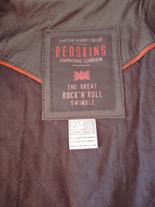 Chaqueta de cuero Redskins negra modelo Prato