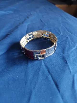 Pulsera Plata Diseño Geométrico Morado
