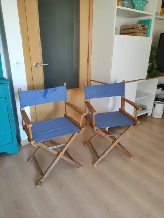 2 Sillas Director Plegables Madera y Tela