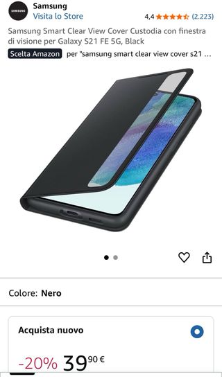 Samsung Smart Clear View Cover S21 FE 5G Nero