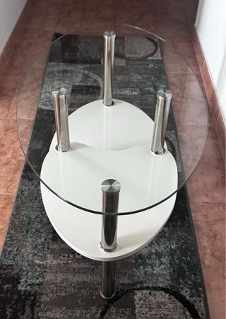 Mesa de centro cristal y metal