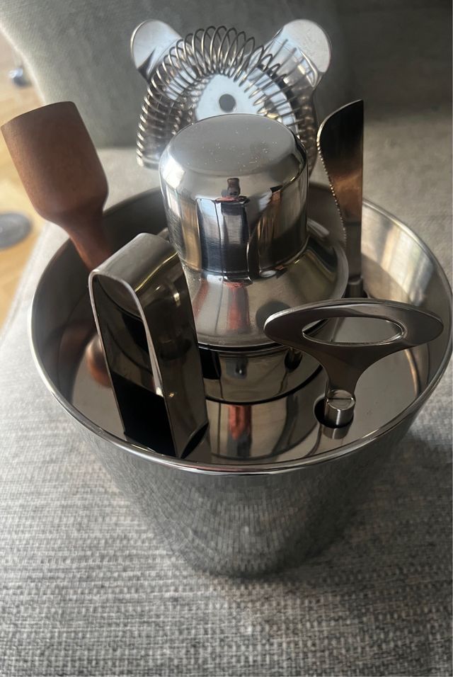 Juego Coctelería Profesional Metal y Madera