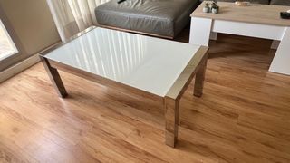 Mesa de comedor elevable cristal y metal