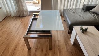 Mesa de comedor elevable cristal y metal