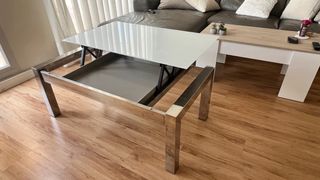 Mesa de comedor elevable cristal y metal