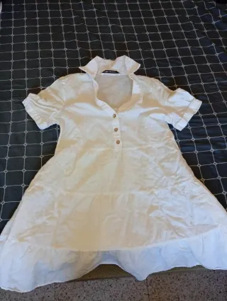 Vestido Zara volantes blanco Talla XS