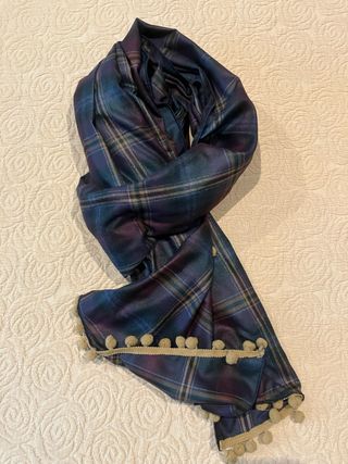 Fular cuadros escoceses azul y morado