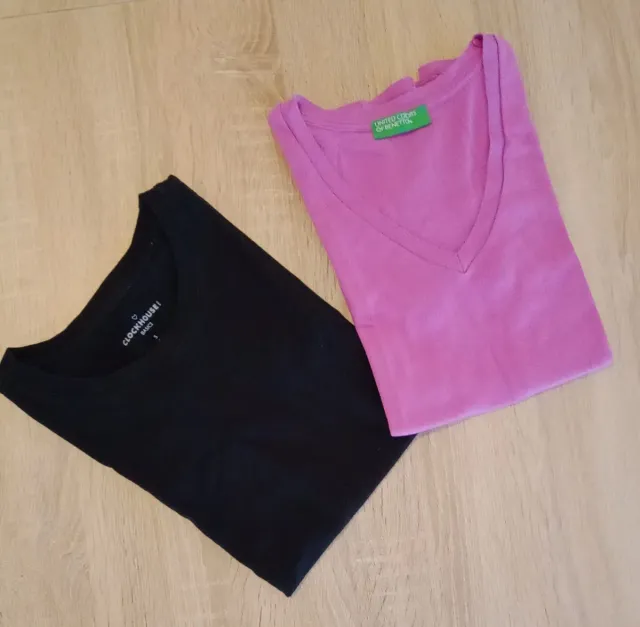 Lote 2 camisetas mujer básicas talla S
