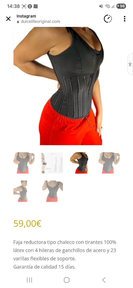 Faja reductora con sujetador