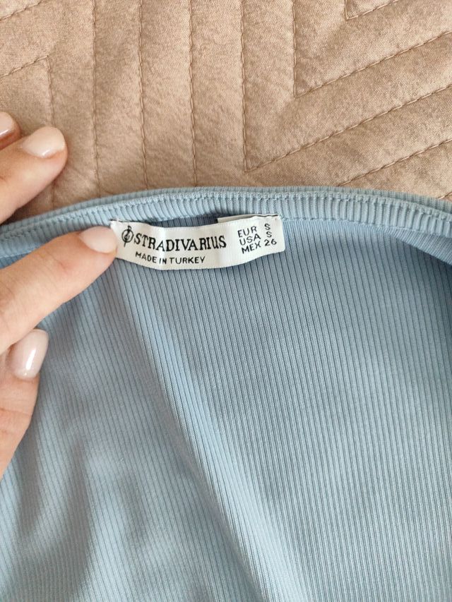 Camiseta manga larga azul mujer