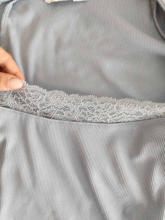 Camiseta manga larga azul mujer