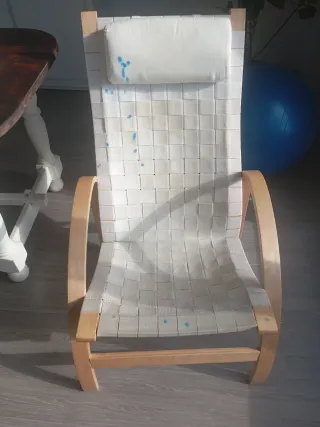 Butaca de tela y madera
