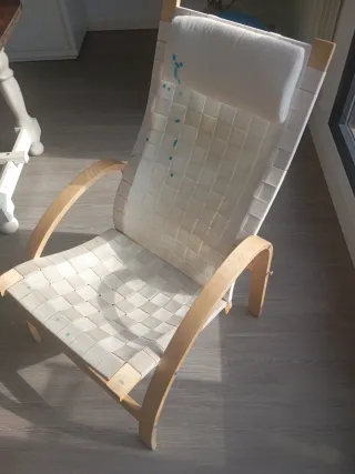 Butaca de tela y madera