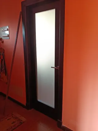 Puerta madera con cristal translúcido