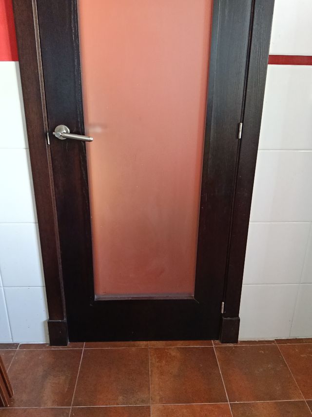 Puerta madera con cristal translúcido