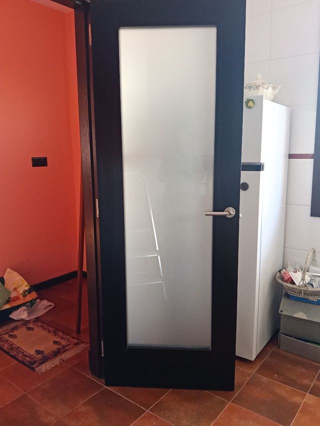 Puerta madera con cristal translúcido