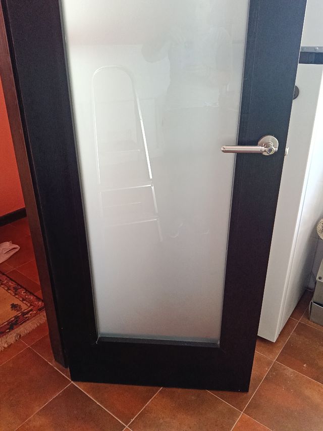 Puerta madera con cristal translúcido