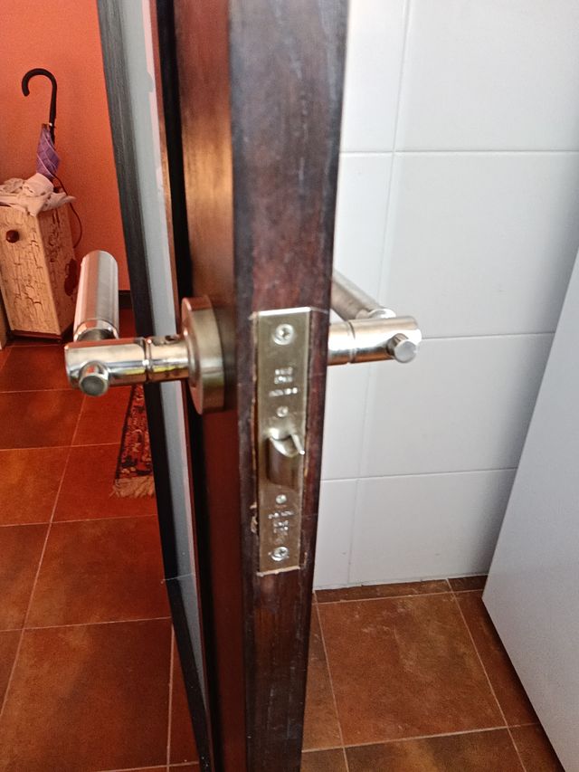 Puerta madera con cristal translúcido