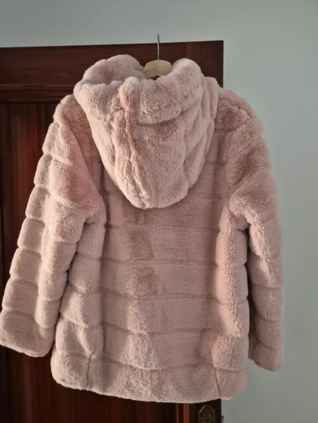 Chaqueta abrigo rosa peluche, suave 