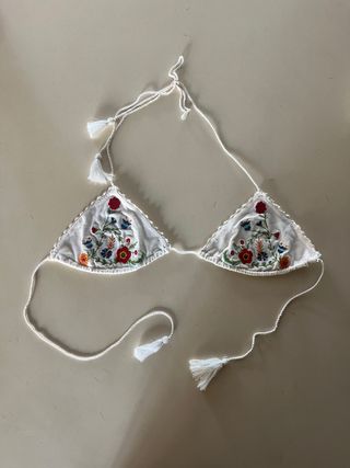 Top bikini bordado flores Talla S
