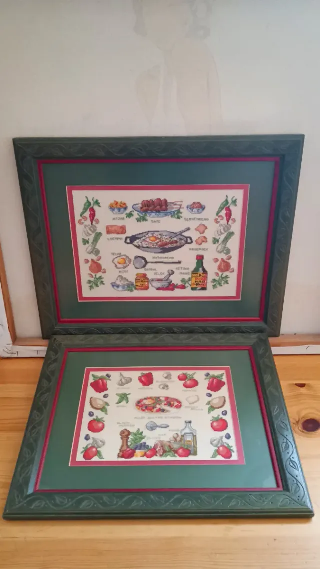 Lote 2 Cuadros Punto Cruz Cocina 